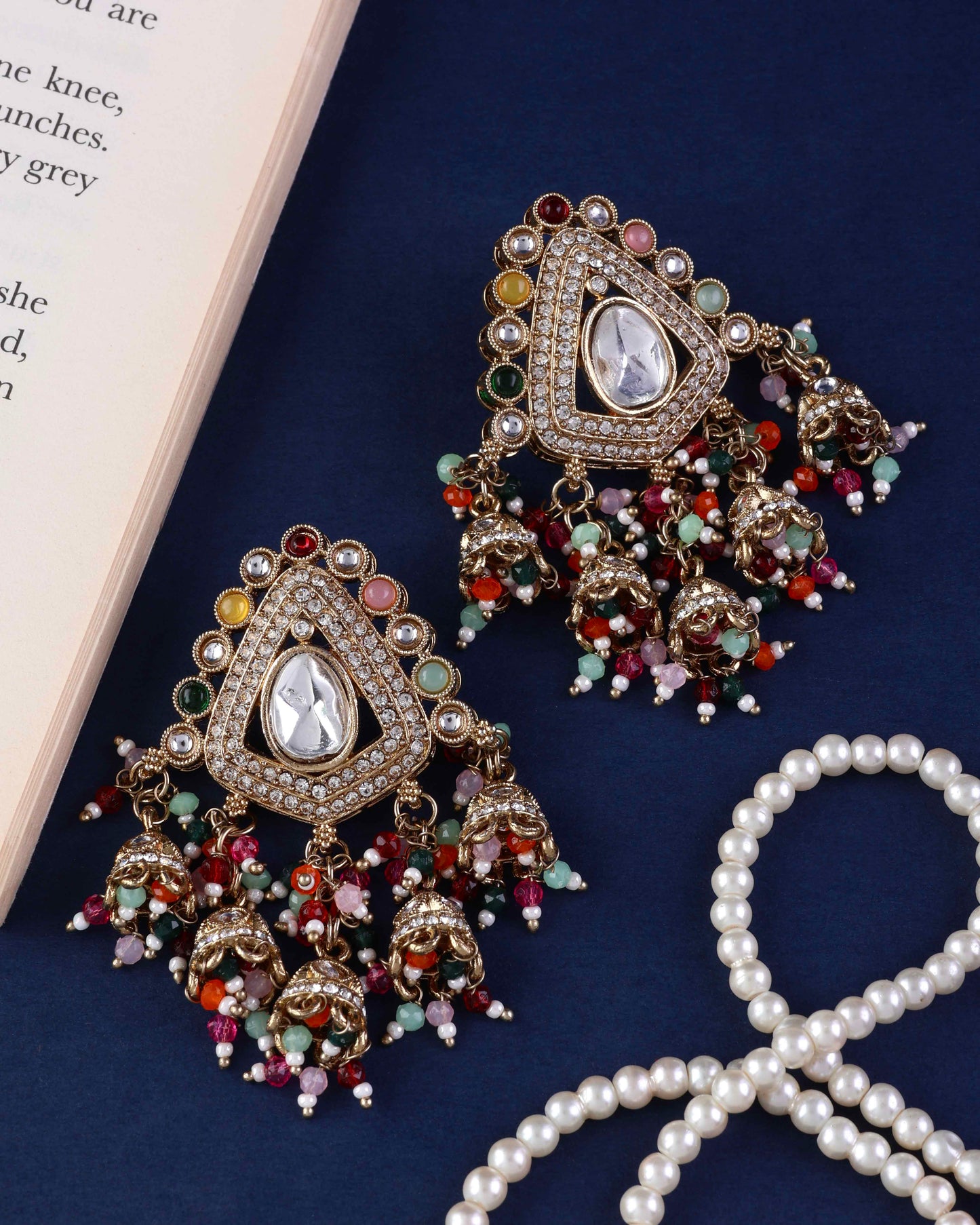 Multi Vasu Premium Designer Zircone Chandbali Earring