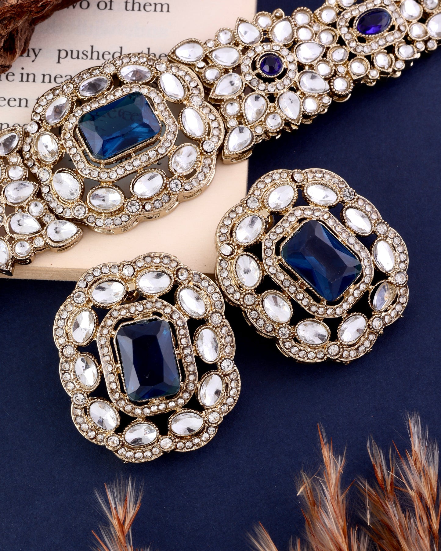 Blue Gunveen Choker Necklace Earring