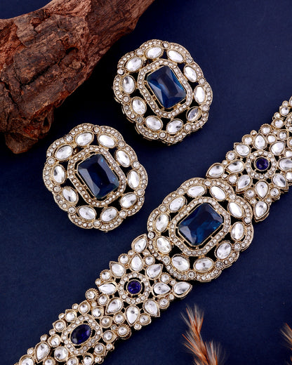 Blue Gunveen Choker Necklace Earring