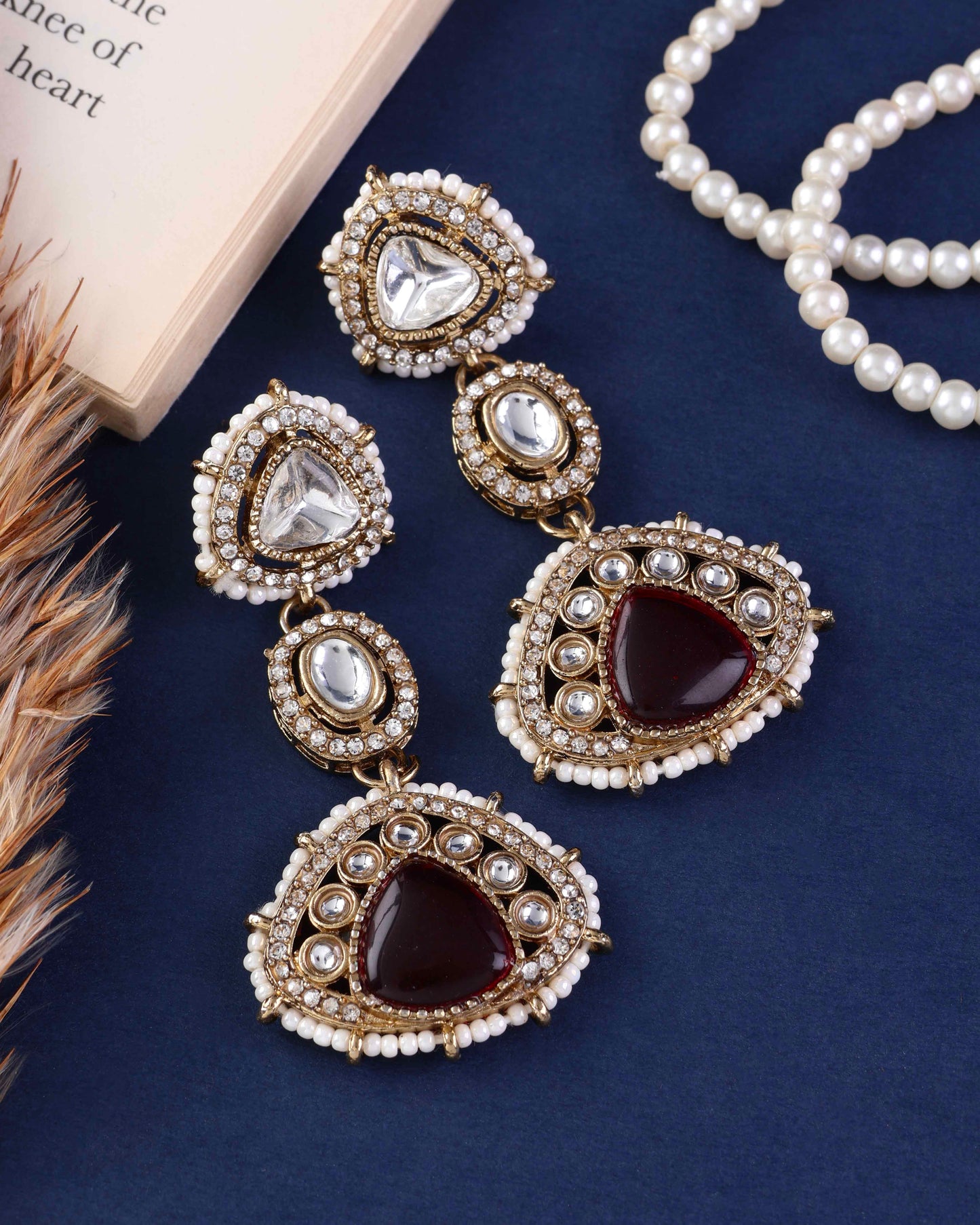 Ruby Rania Premium Designer Zircone Polki Dupe Earring