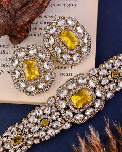 Yellow Gunveen Choker Necklace Earring