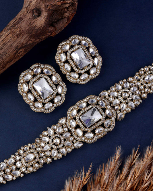 White Gunveen Choker Necklace Earring