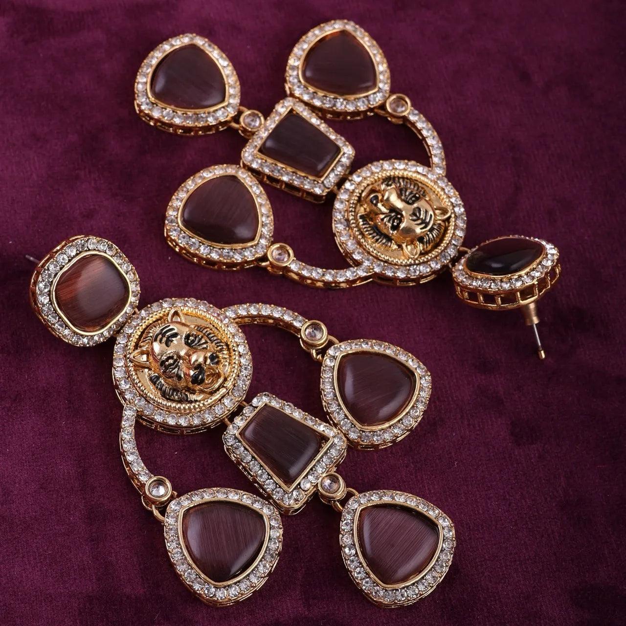 Wine Sabya Designer Earring