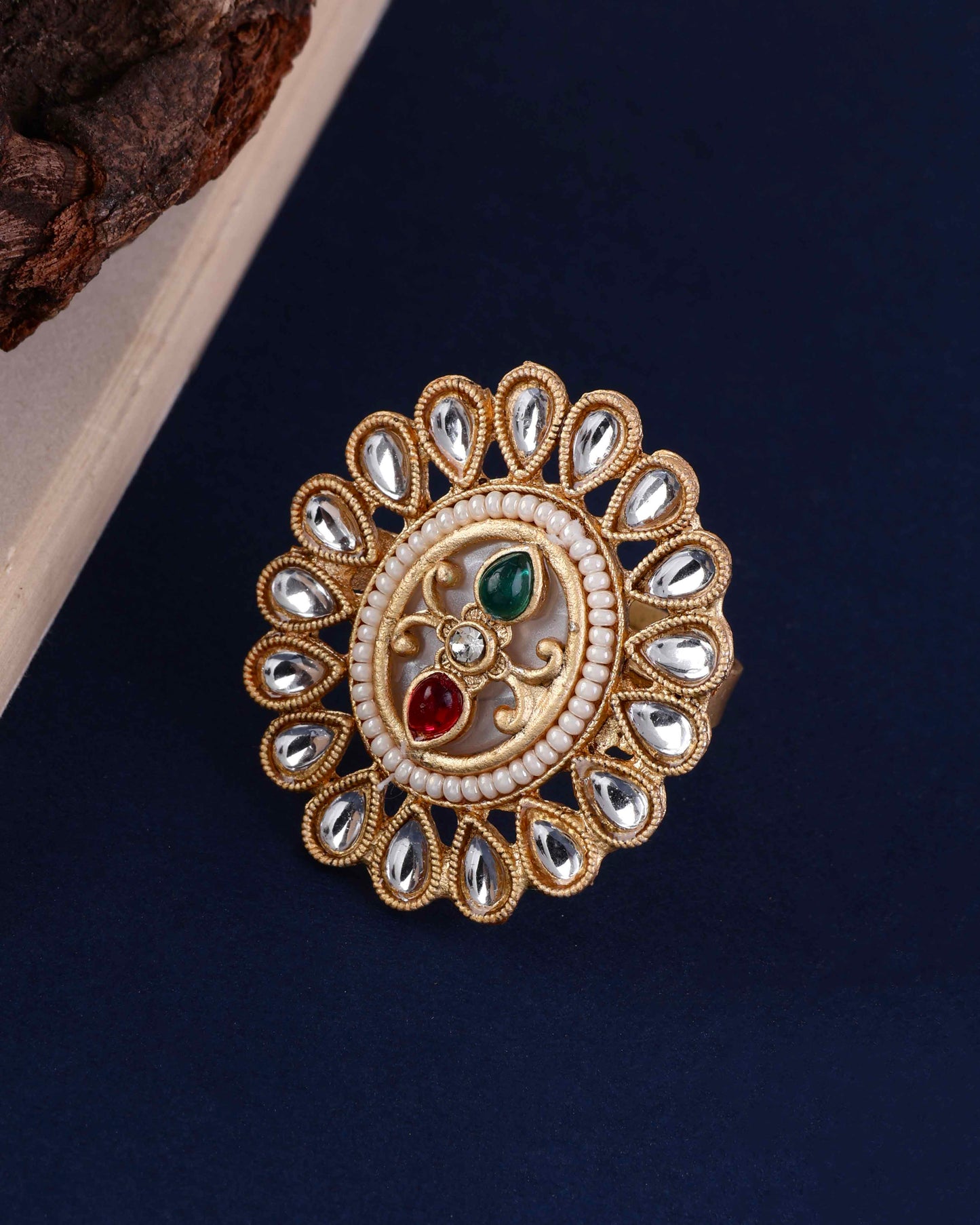Red Green Agni Ethnic Ring