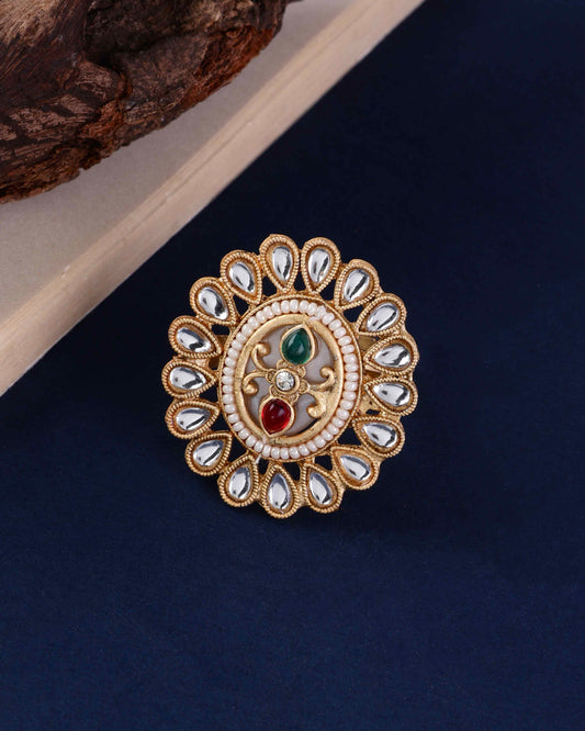 Red Green Agni Ethnic Ring