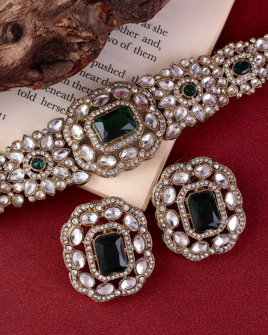 Emerald Gunveen Choker Necklace Earring