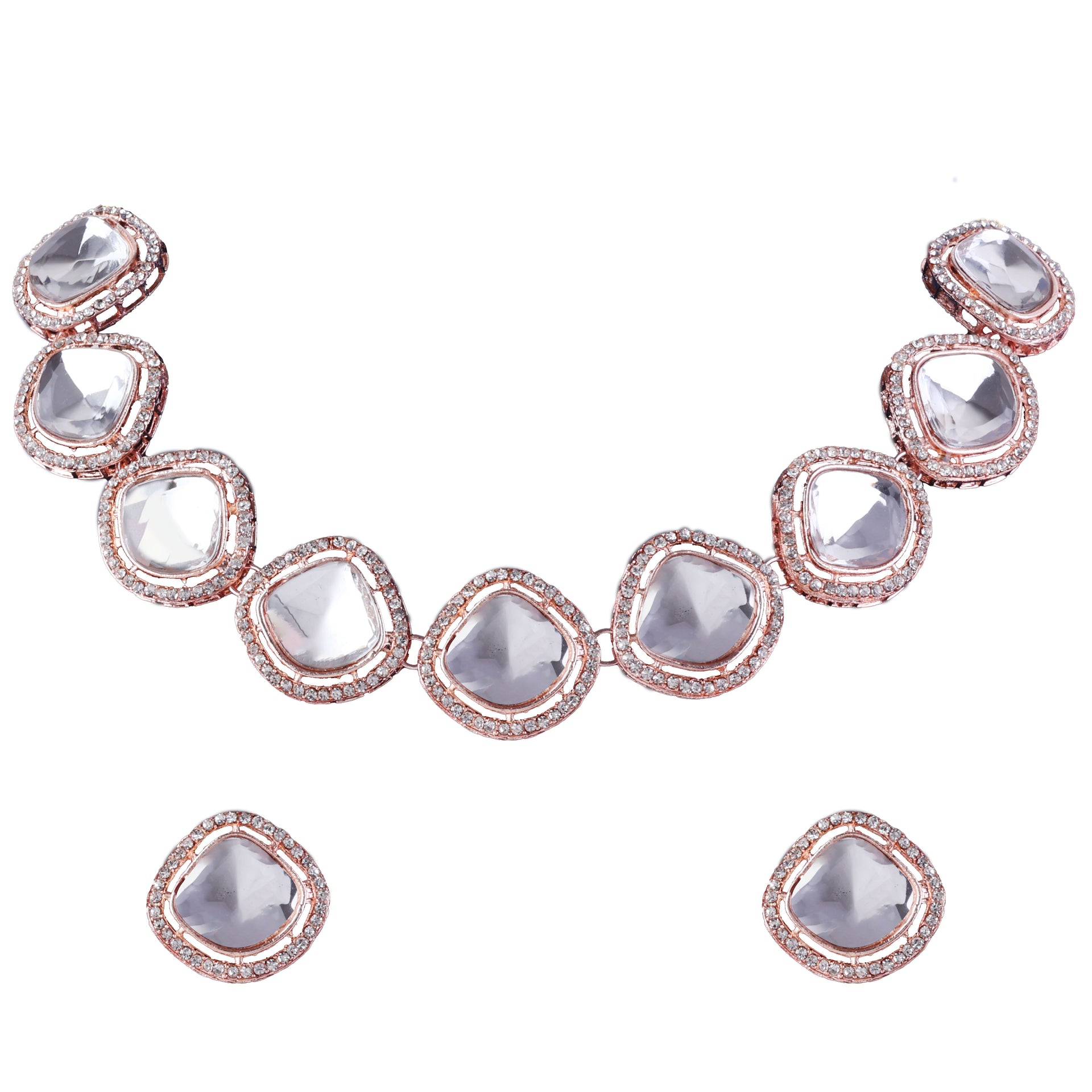 Rose Gold Ashwin Polki Dupe Choker Set