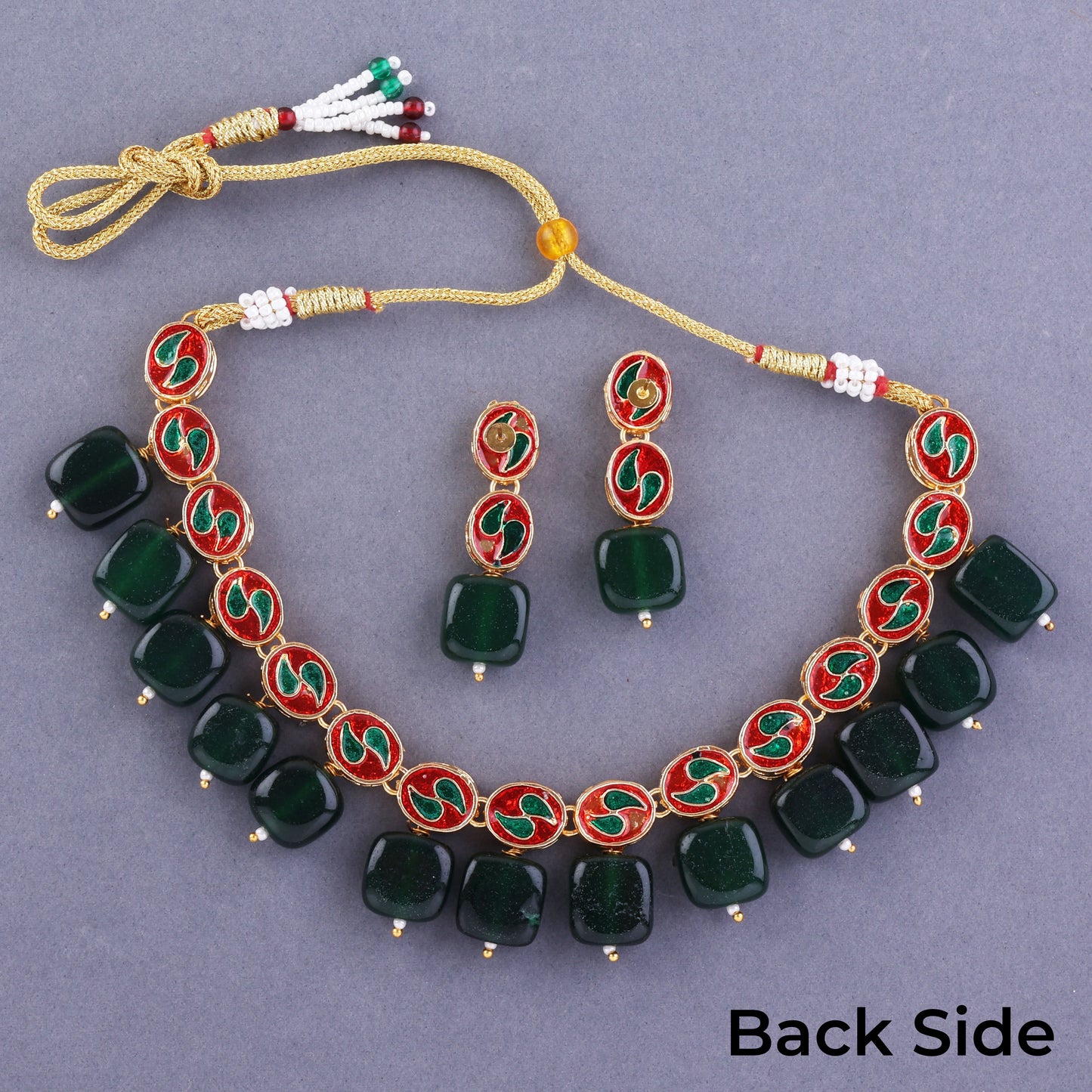 Dark Green Divnoor Kundan Necklace