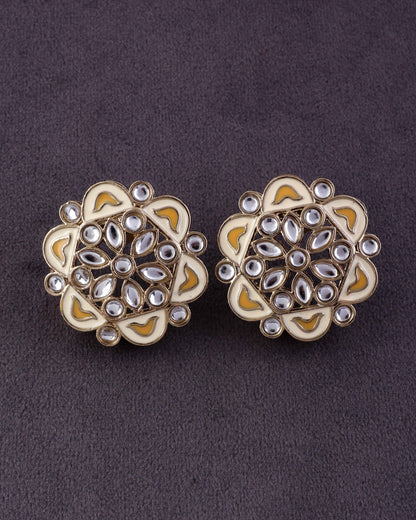 Yellow Kiva Meenakari Stud Earring