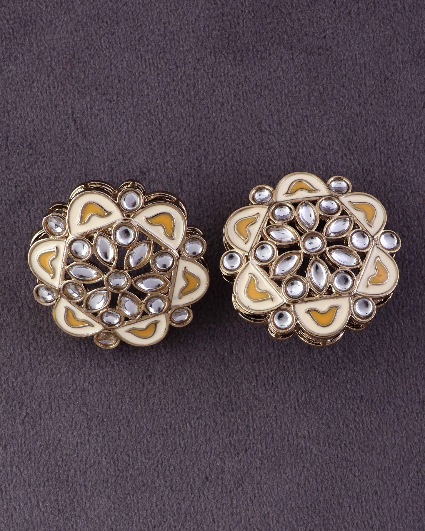 Yellow Kiva Meenakari Stud Earring