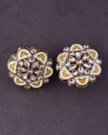 Yellow Kiva Meenakari Stud Earring