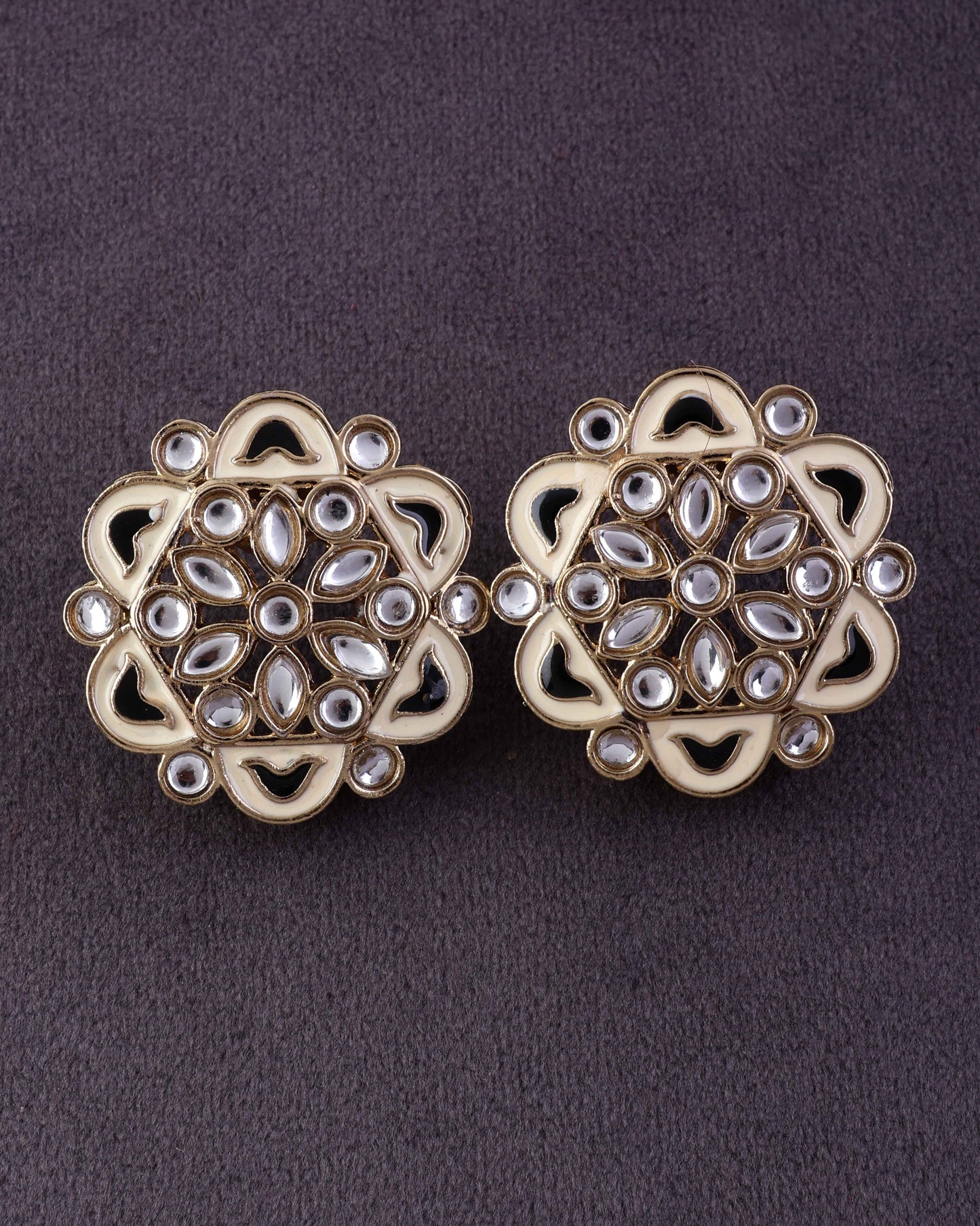 Black Kiva Meenakari Stud Earring