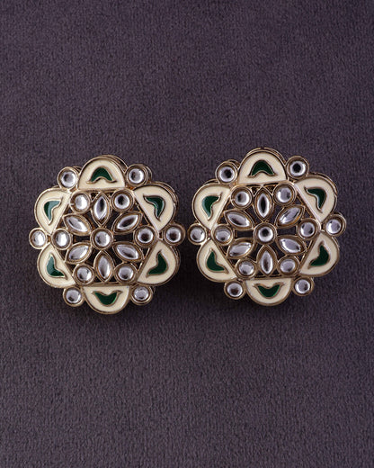 Green Kiva Meenakari Stud Earring