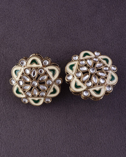 Green Kiva Meenakari Stud Earring