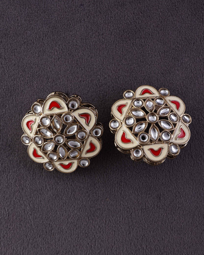 Red Kiva Meenakari Stud Earring