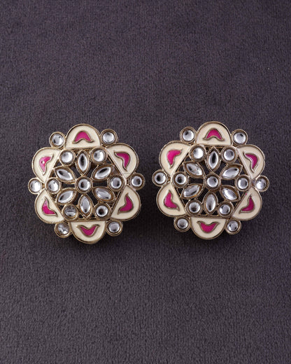 Pink Kiva Meenakari Stud Earring