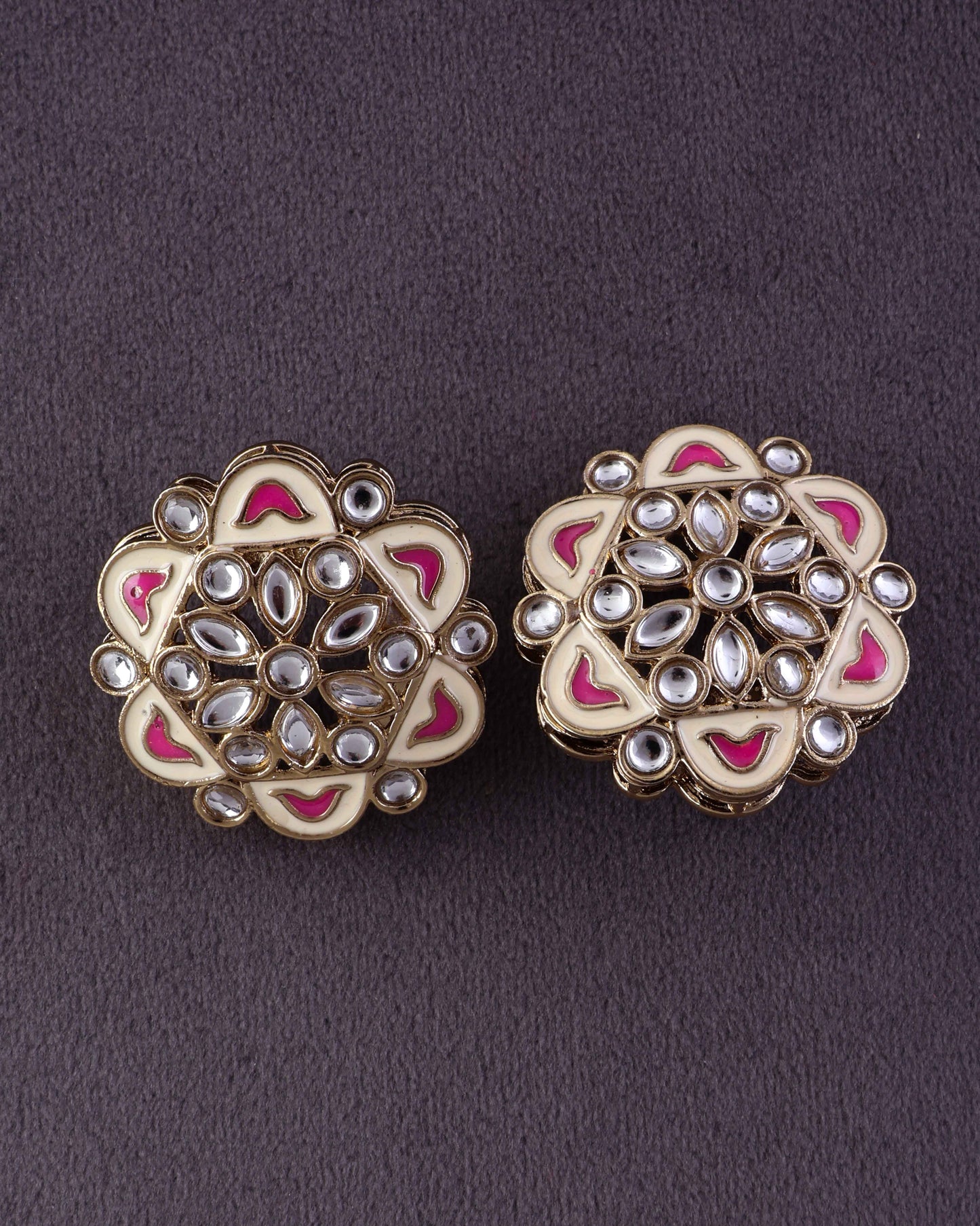 Pink Kiva Meenakari Stud Earring