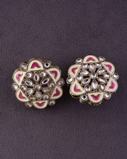Pink Kiva Meenakari Stud Earring