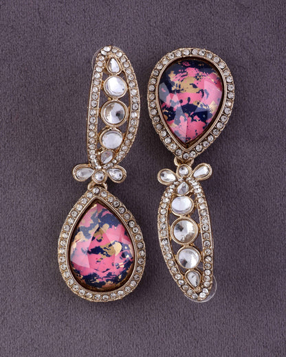 Blush Blue Neysa Premium Polki Dupe Desinger Earring