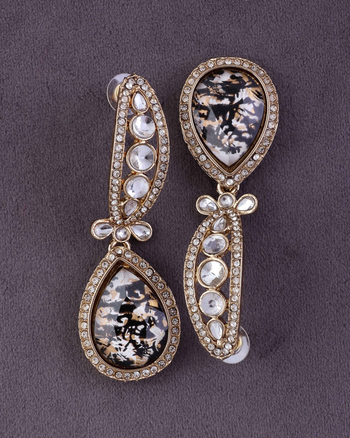 Black Gold Neysa Premium Polki Dupe Desinger Earring