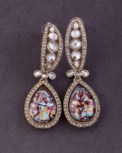 Maroon Neysa Premium Polki Dupe Desinger Earring