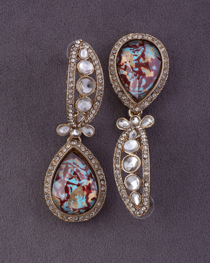 Maroon Neysa Premium Polki Dupe Desinger Earring