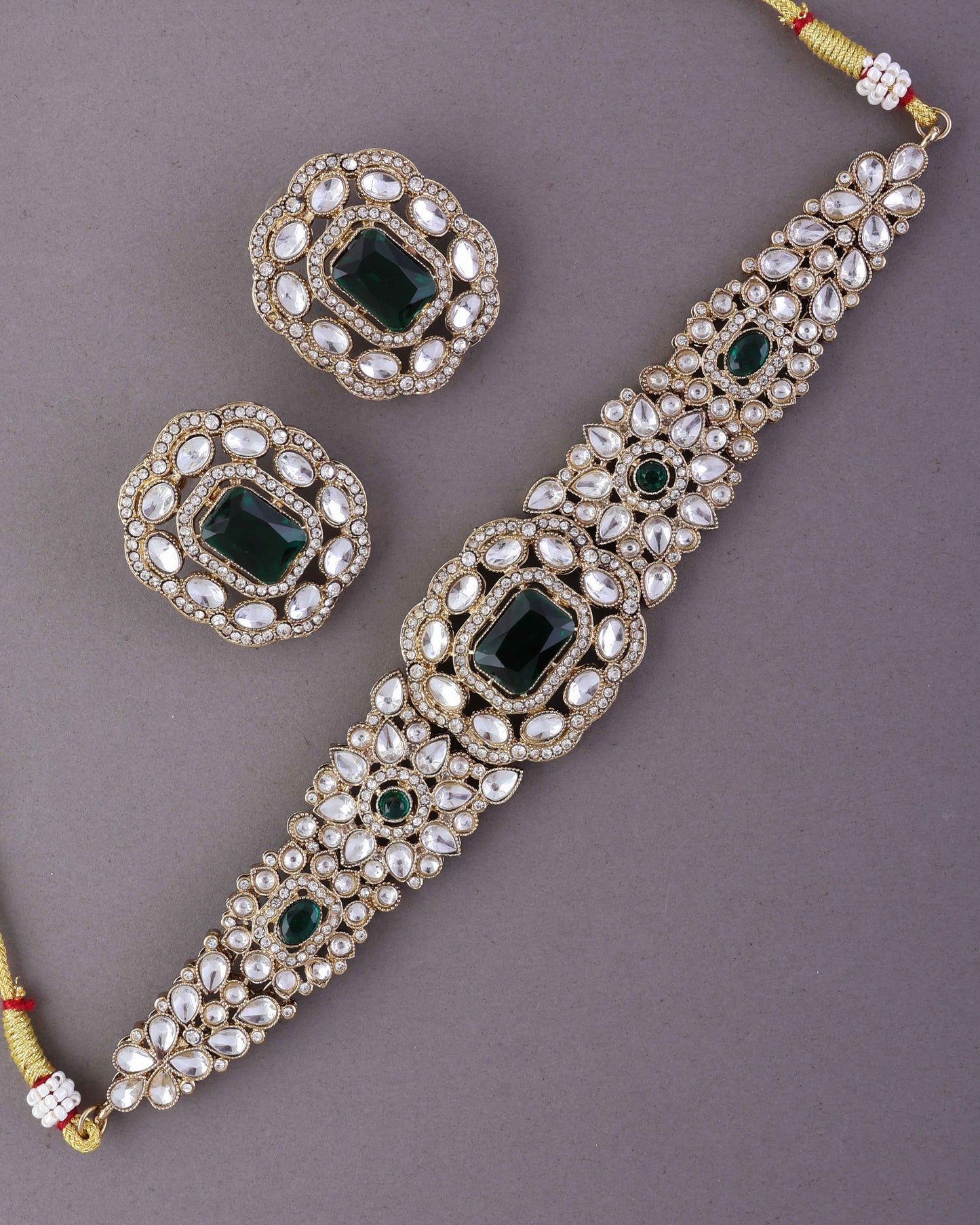 Emerald Gunveen Choker Necklace Earring