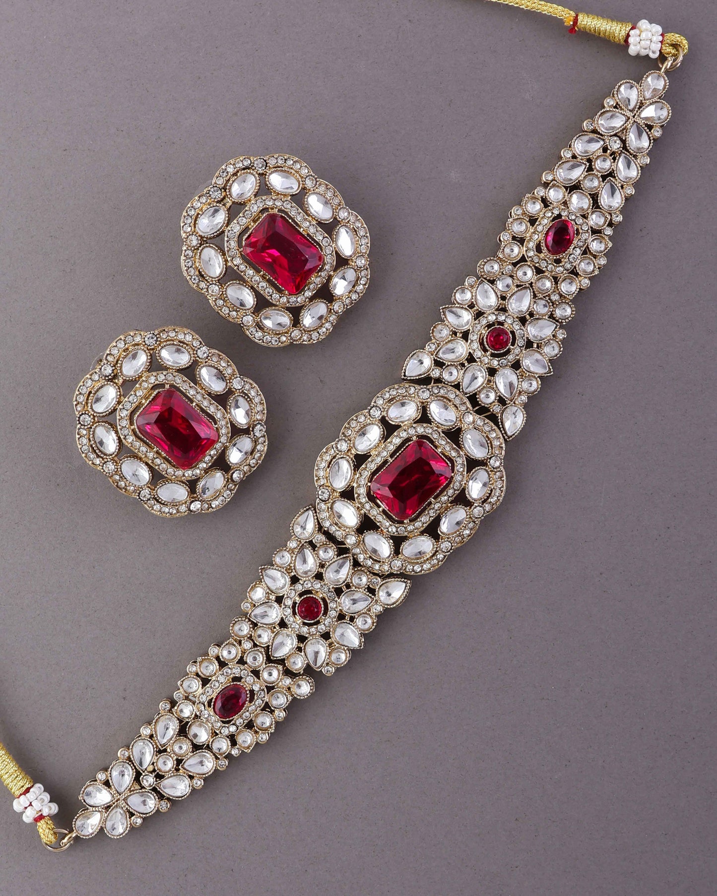 Pink Gunveen Choker Necklace Earring