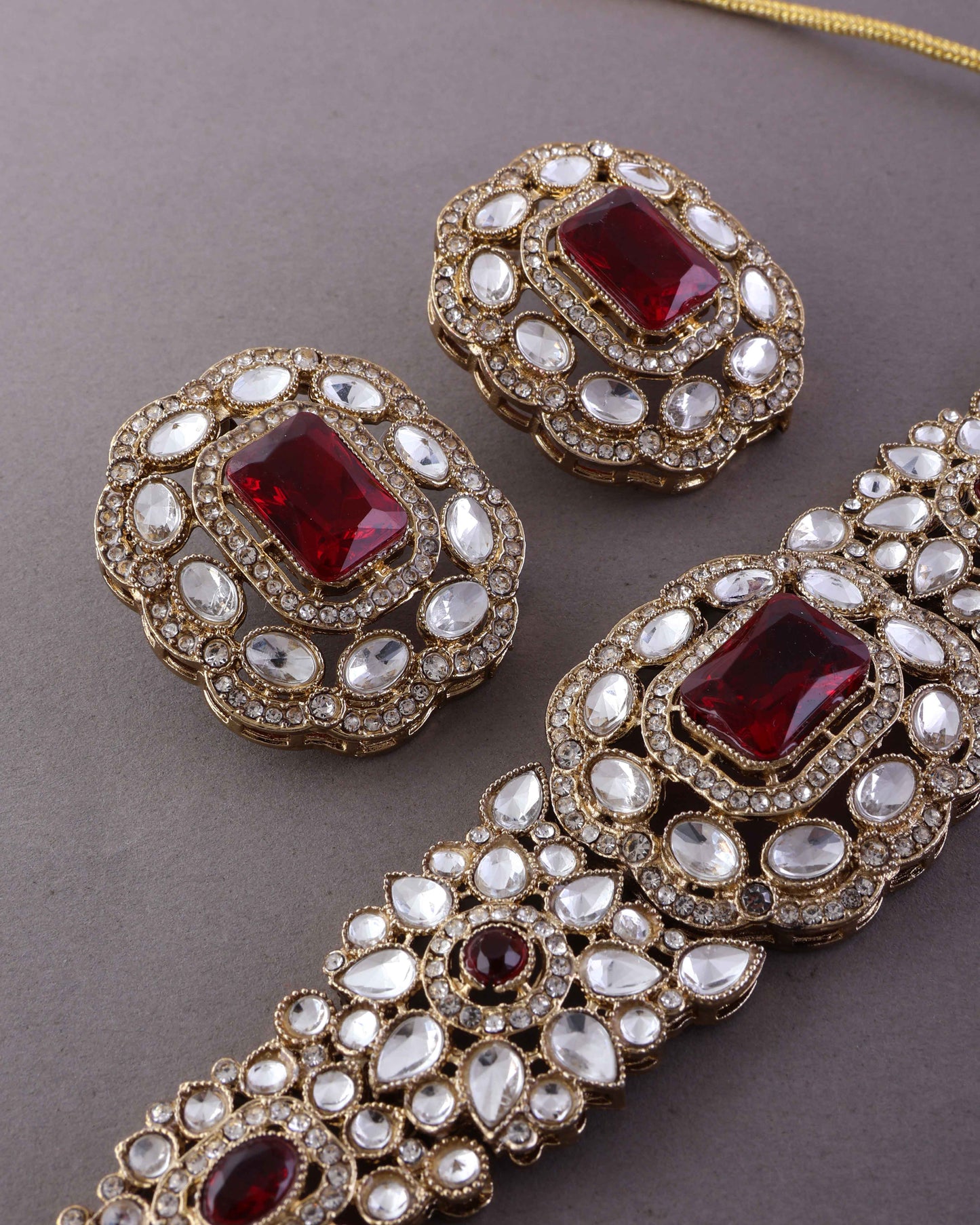 Red Gunveen Choker Necklace Earring