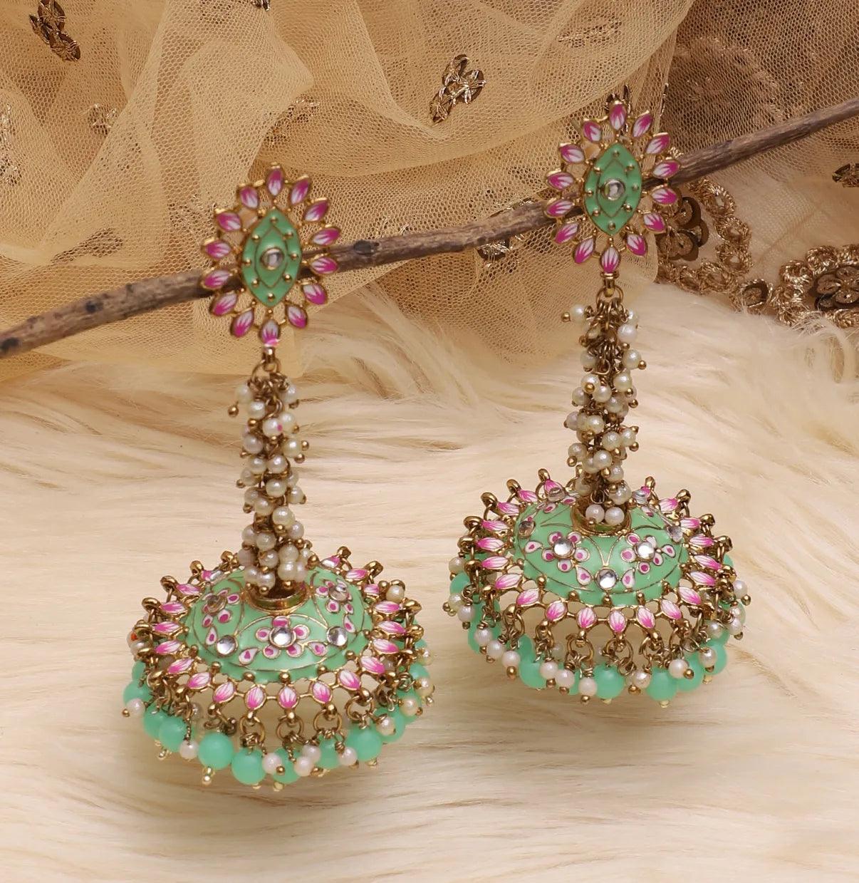 Mint Green Iffat Designer Earring