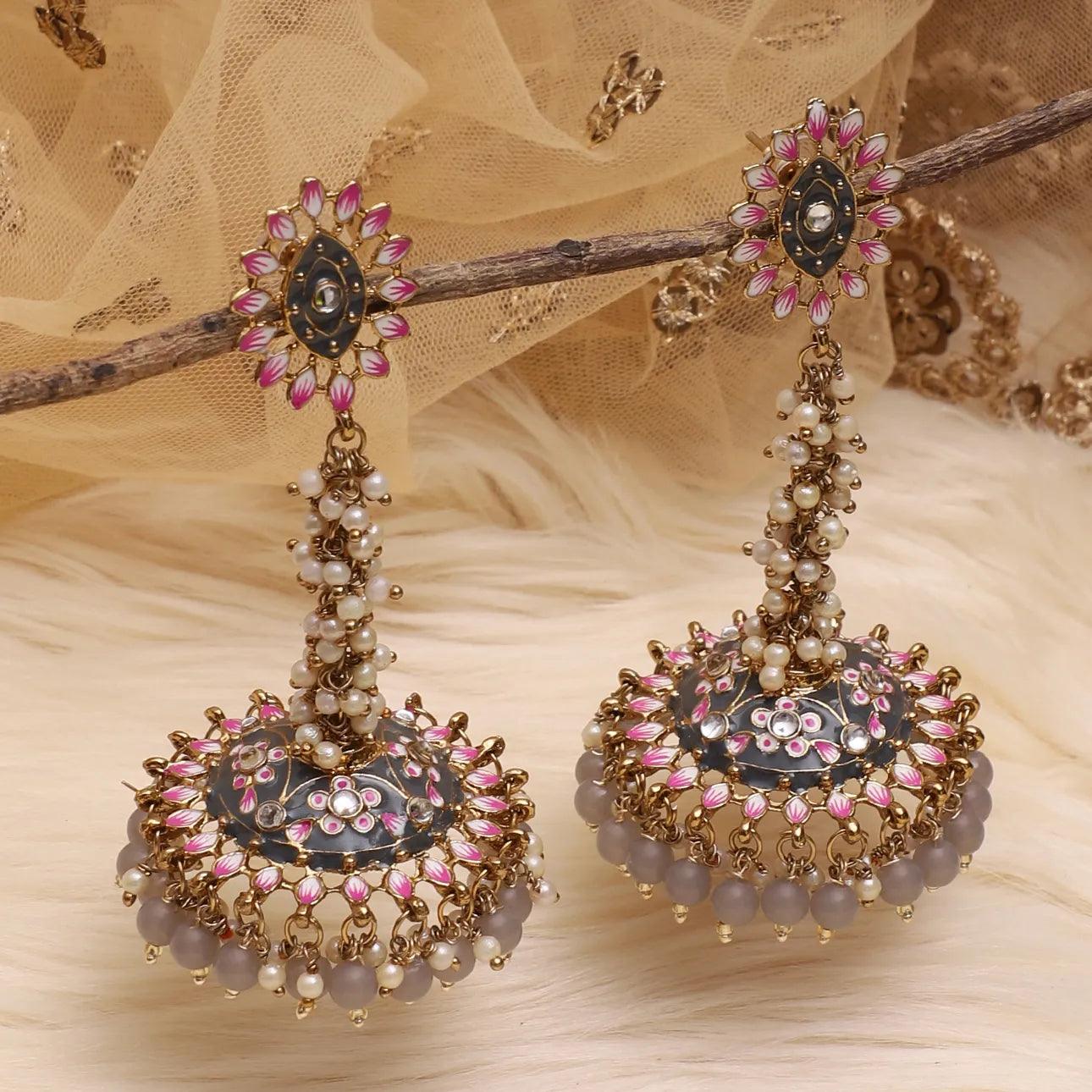 Grey Iffat Designer Earring