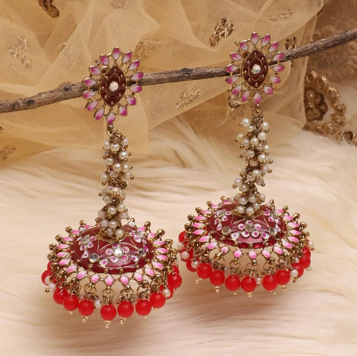 Red Iffat Designer Earring