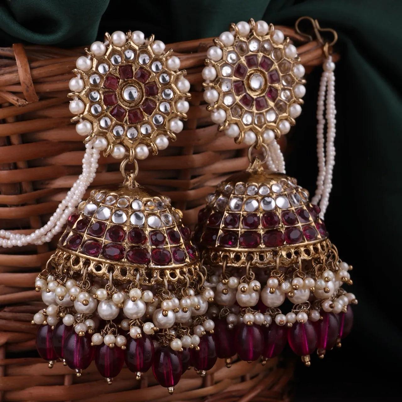 Wine Purple Guneet Jhumka with Sahara