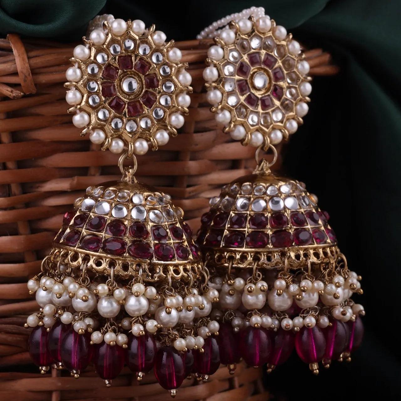 Wine Purple Guneet Jhumka with Sahara