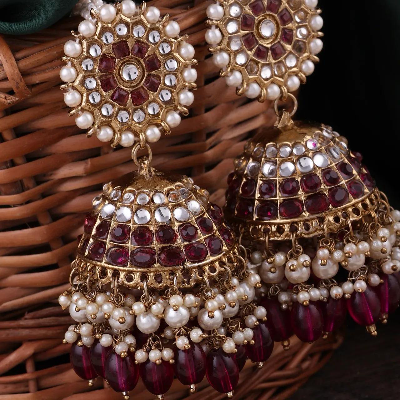 Wine Purple Guneet Jhumka with Sahara