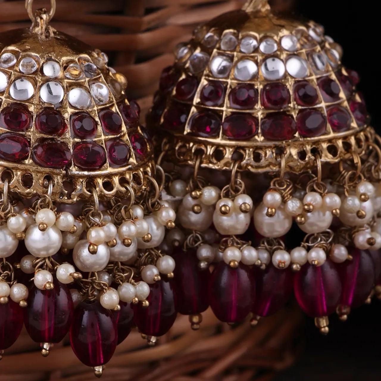 Wine Purple Guneet Jhumka with Sahara