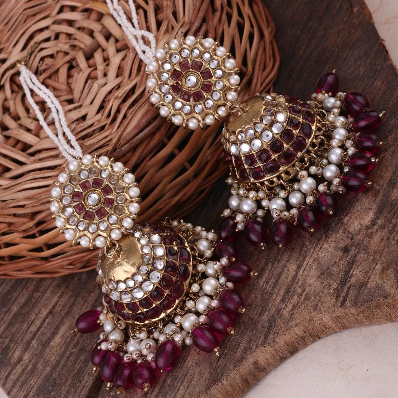 Wine Purple Guneet Jhumka with Sahara