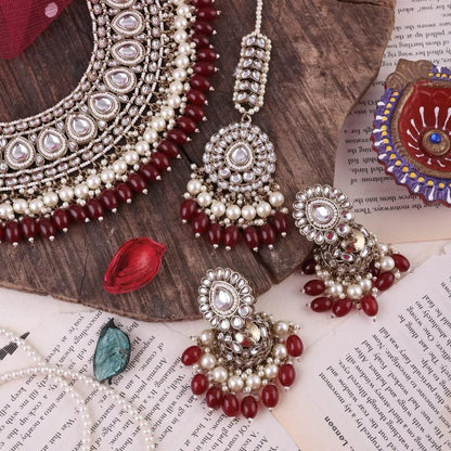 Maroon Red Zaiba Necklace