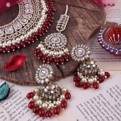 Maroon Red Zaiba Necklace