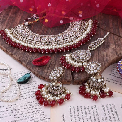 Maroon Red Zaiba Necklace