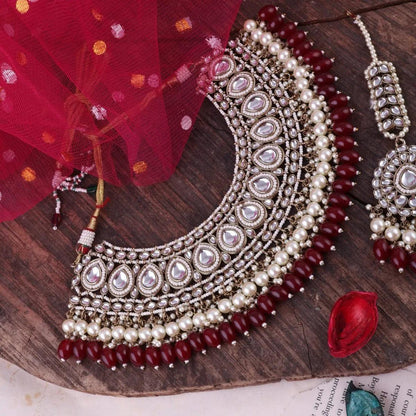Maroon Red Zaiba Necklace