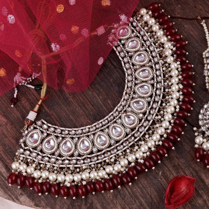 Maroon Red Zaiba Necklace