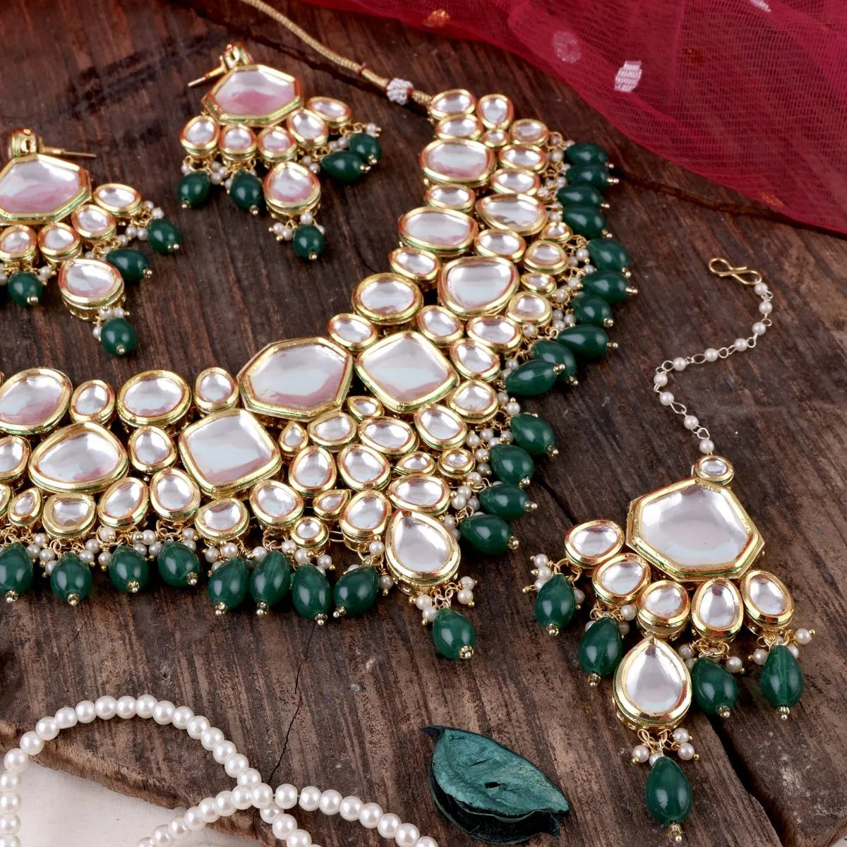 Emerald Lakshmi Royal Kundan Set
