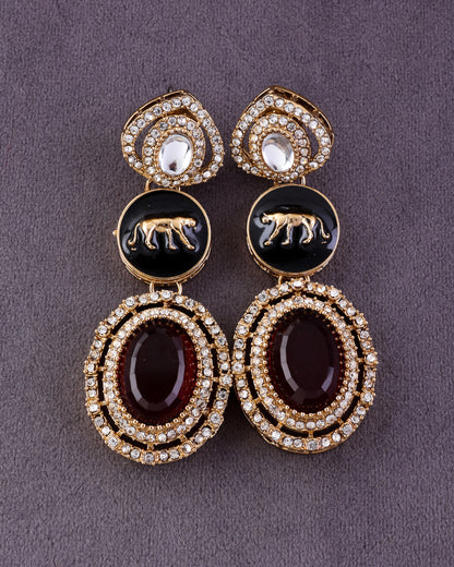 Red Iravya Premium Designer Zircone Polki Dupe Earring