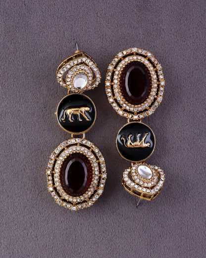Red Iravya Premium Designer Zircone Polki Dupe Earring