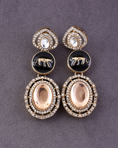 Gold Iravya Premium Designer Zircone Polki Dupe Earring