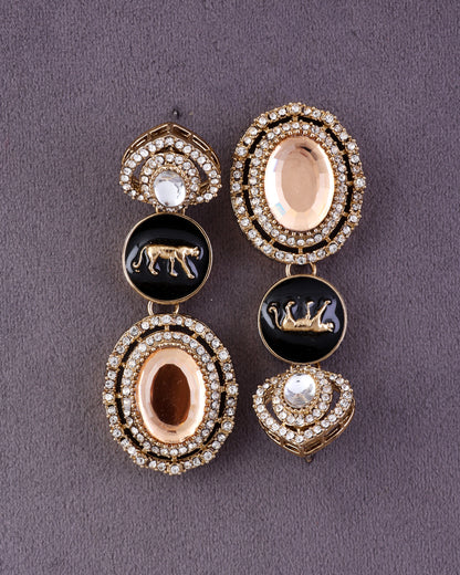 Gold Iravya Premium Designer Zircone Polki Dupe Earring