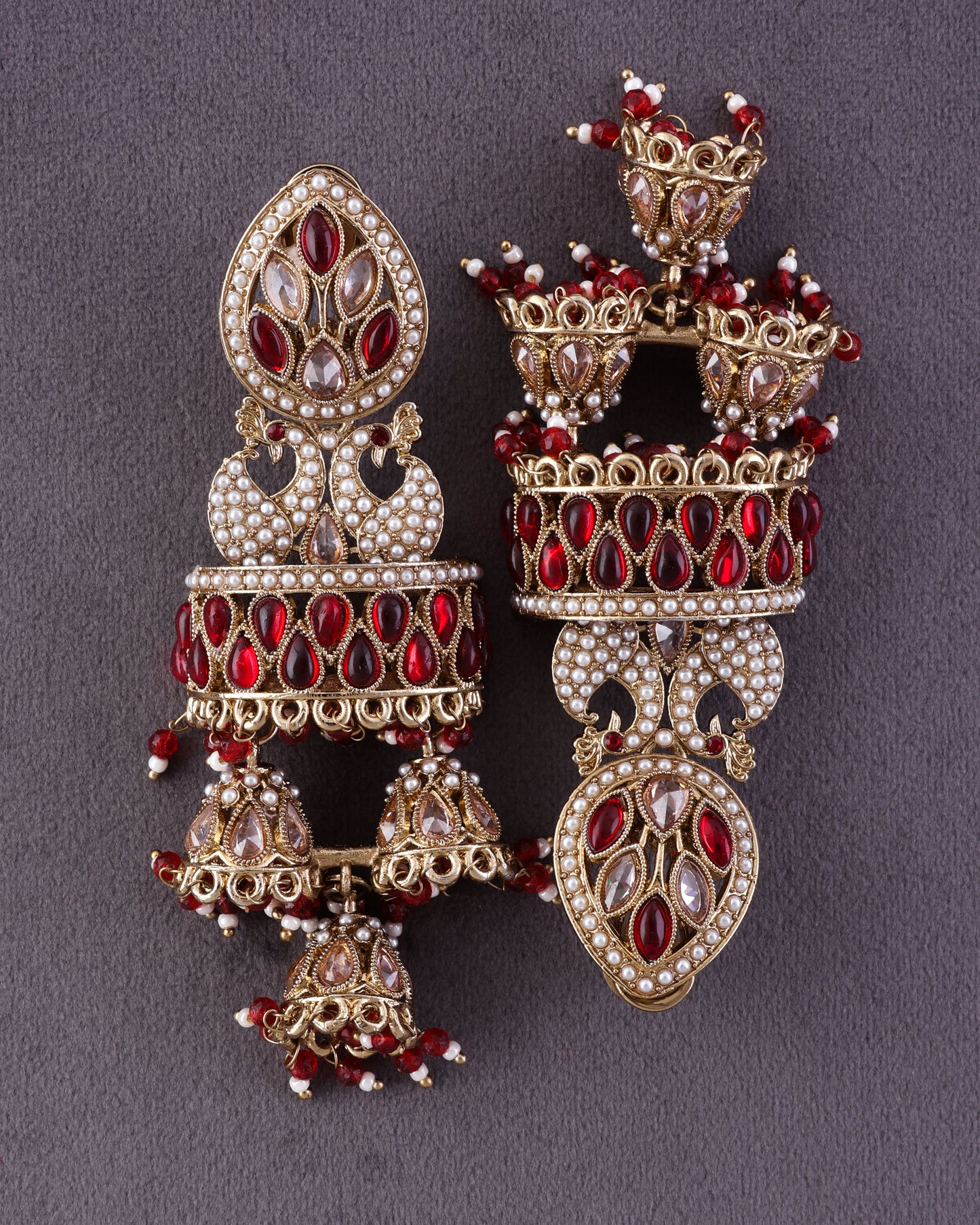 Red Sumaira Designer Peacock Earring