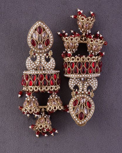 Red Sumaira Designer Peacock Earring
