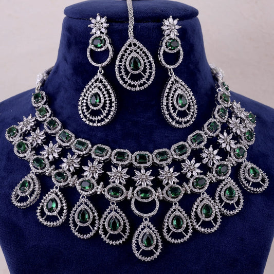 Emerald Tasha American Diamond Choker Set